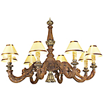 C173-WCH 16 By Artdemexico - Wood Lighting Collection Collection Aged Pecan Finish Carved Wood Chandelier